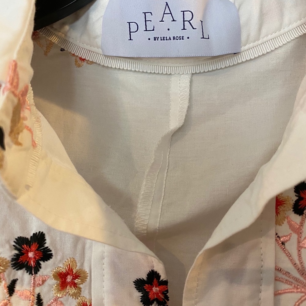 Pearl by Lela Rose Floral Embroidered Top